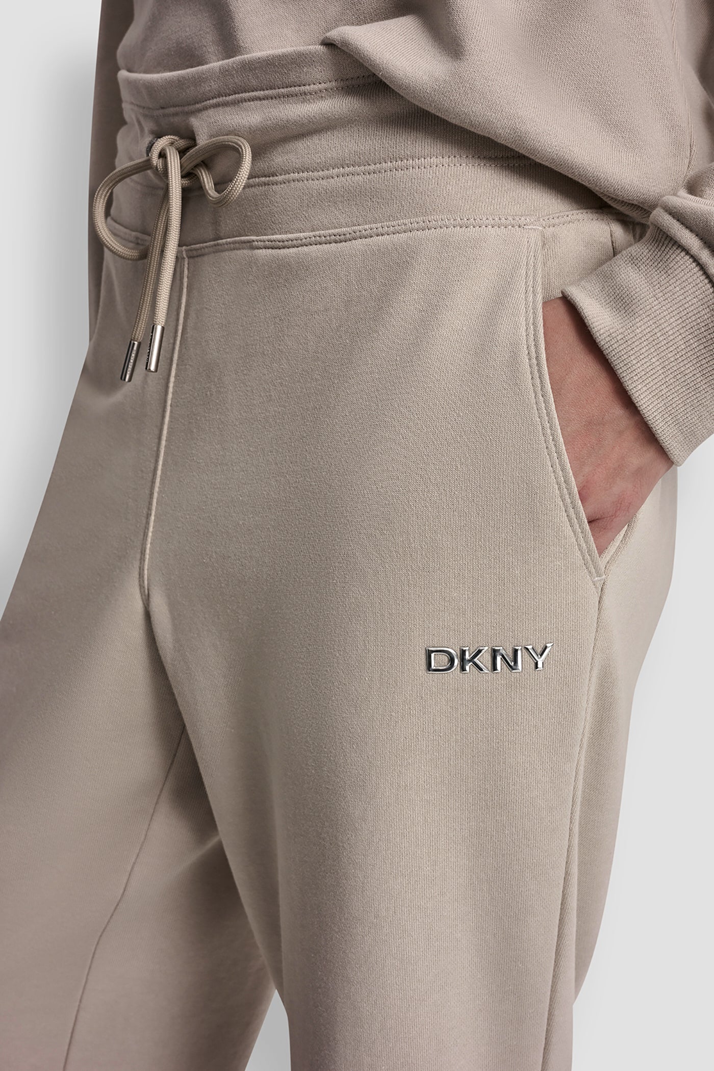 METALLIC BUBBLE LOGO CROPPED HIGH-RISE PANTS - Pebble - 6