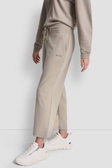 METALLIC BUBBLE LOGO CROPPED HIGH-RISE PANTS - Pebble - 4