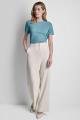 MID-RISE PINSTRIPE TROUSER - Coconut/Cameo Blue Stripe - 2