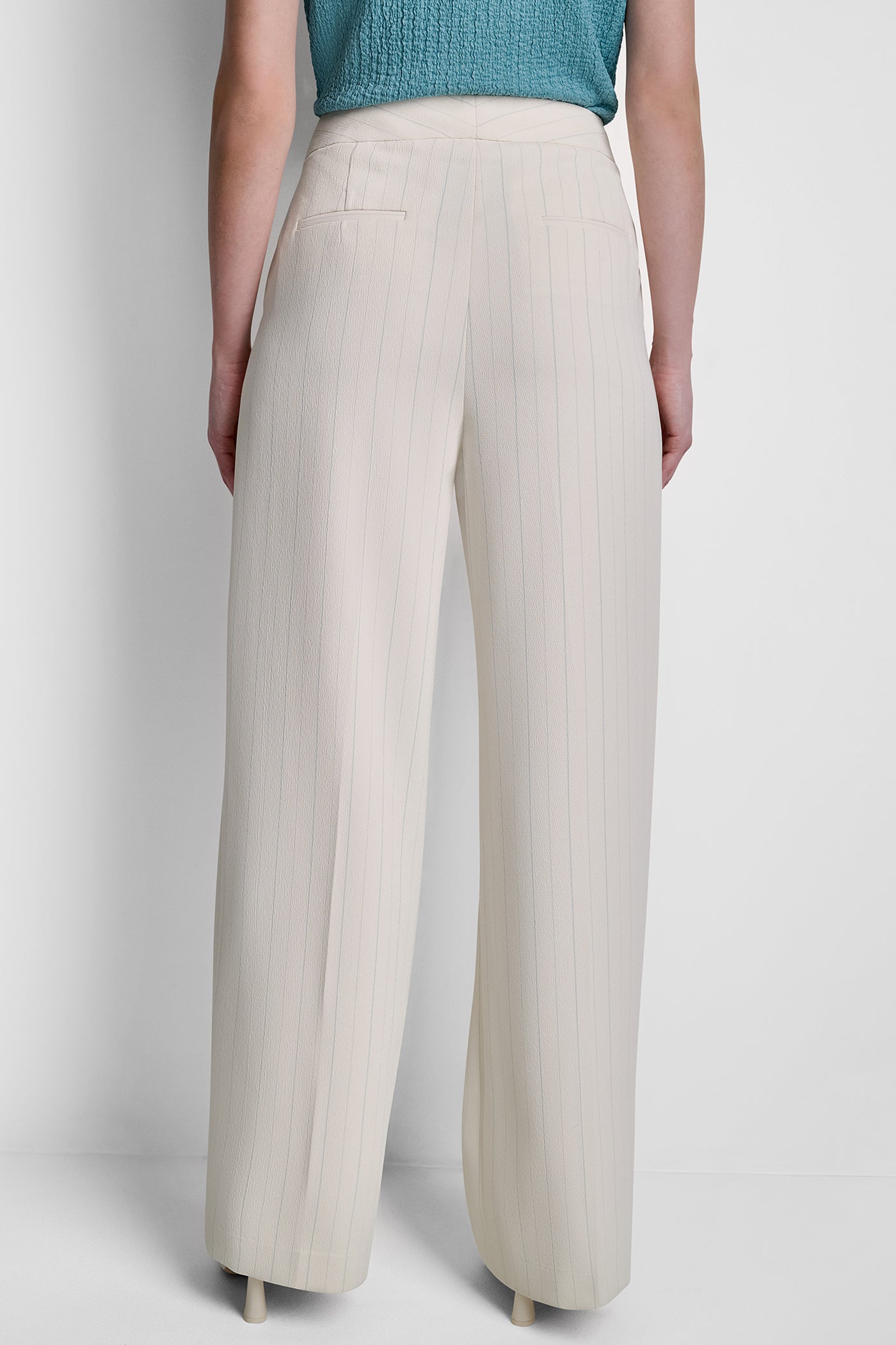 MID-RISE PINSTRIPE TROUSER - Coconut/Cameo Blue Stripe - 3