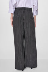 PINSTRIPE PLEATED COMMUTER TROUSER - Black/Ivory - 3