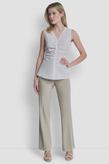 FRONT RUCHED SLEEVELESS TOP - White - 2