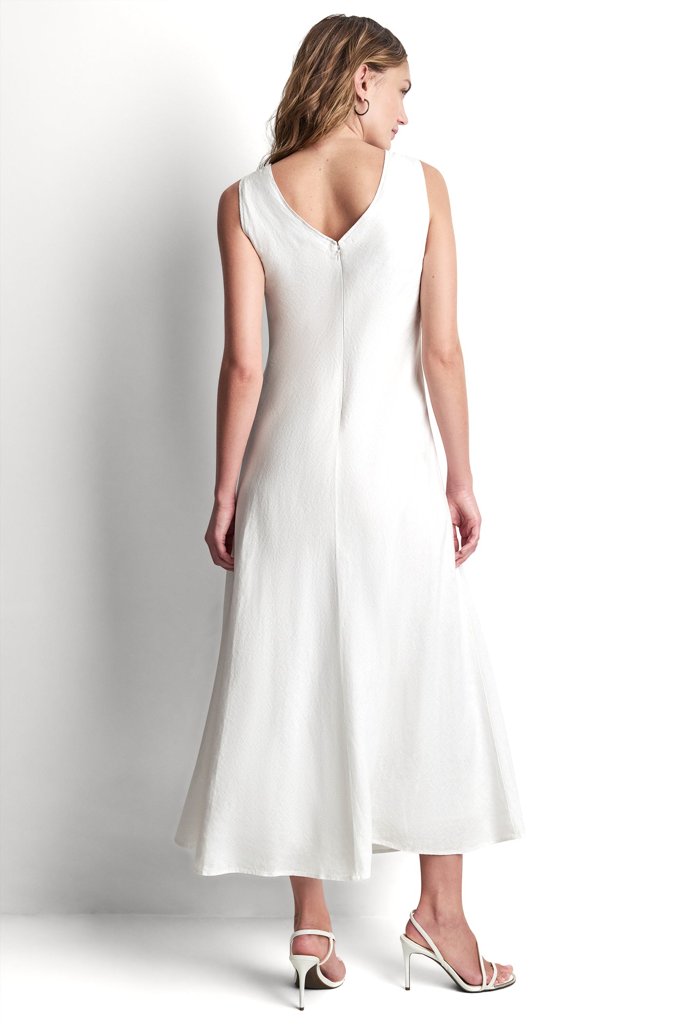FRAYED LINEN MAXI DRESS - White - 3