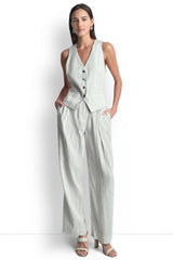 LINEN-BLEND STRIPED VEST - Ivory/Admiral - 2