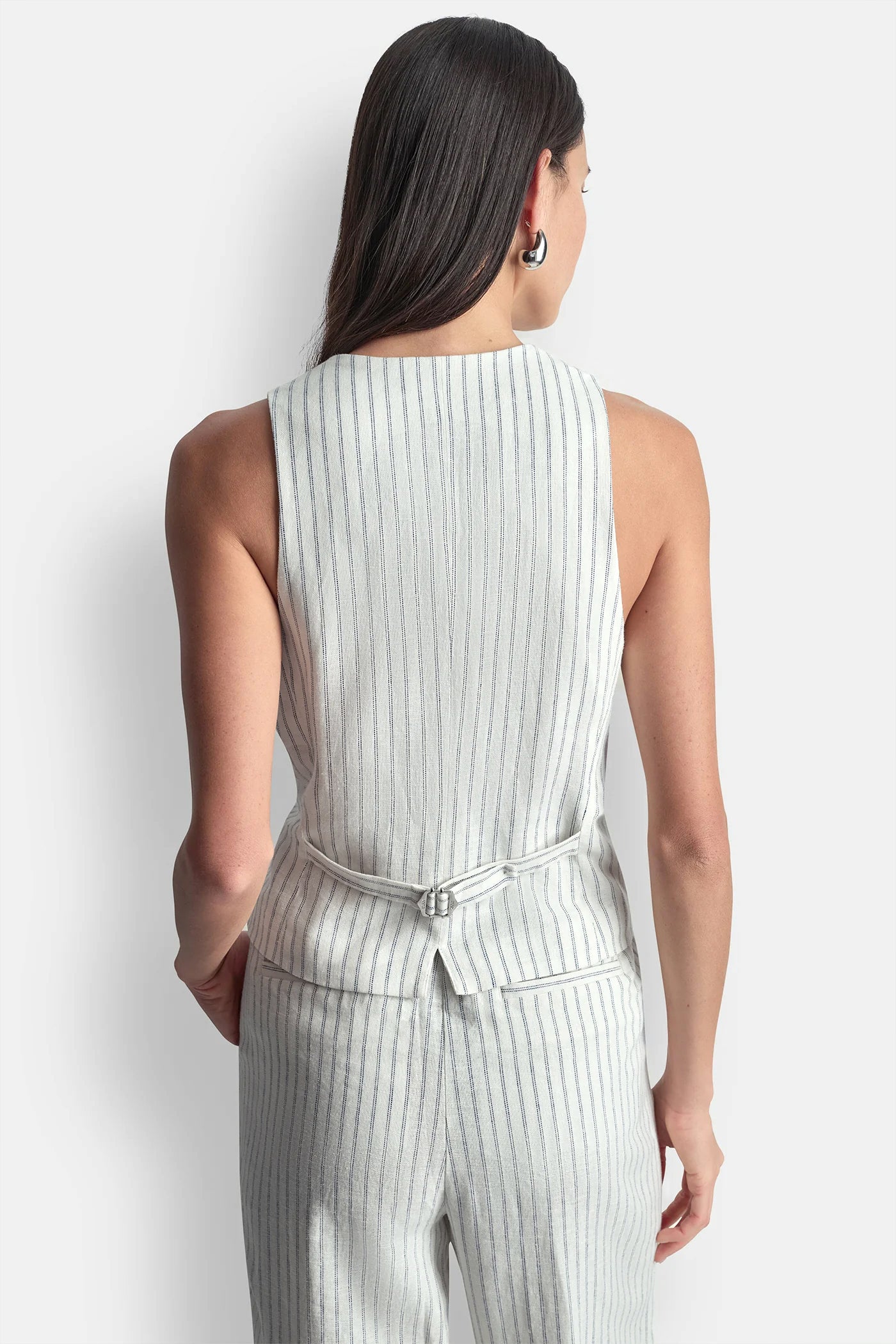 LINEN-BLEND STRIPED VEST - Ivory/Admiral - 3