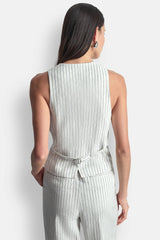 LINEN-BLEND STRIPED VEST - Ivory/Admiral - 3