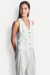 LINEN-BLEND STRIPED VEST - Ivory/Admiral - 4