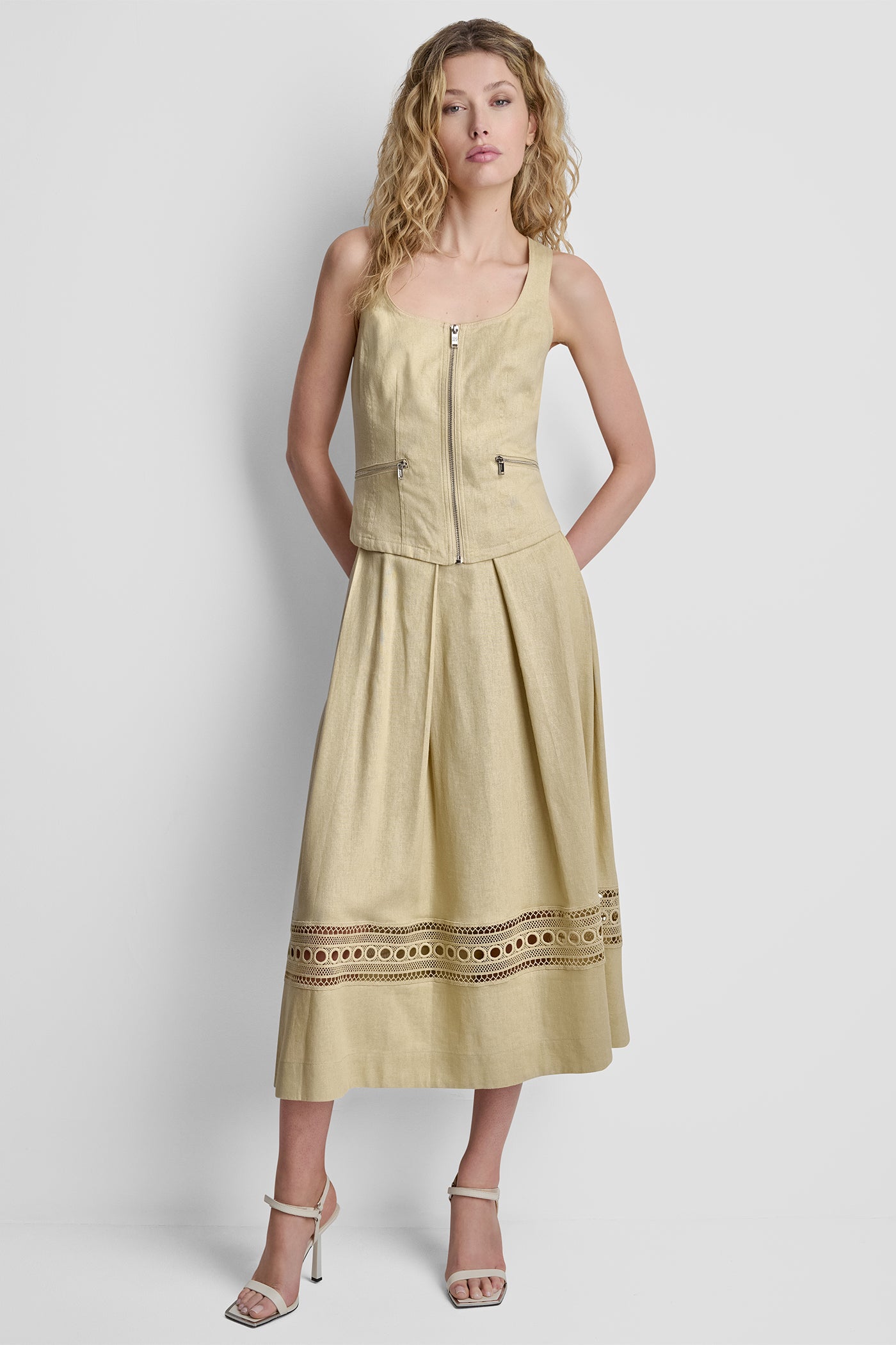 LINEN-BLEND ZIP-FRONT VEST - Mojave Desert - 6
