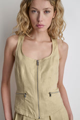 LINEN-BLEND ZIP-FRONT VEST - Mojave Desert - 2