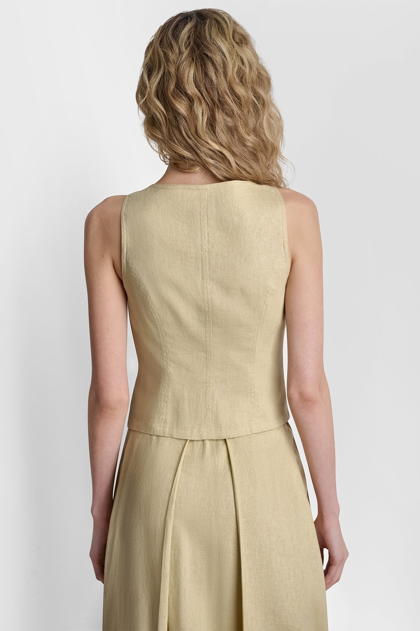LINEN-BLEND ZIP-FRONT VEST - Mojave Desert - 3