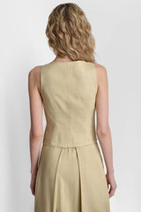 LINEN-BLEND ZIP-FRONT VEST - Mojave Desert - 3