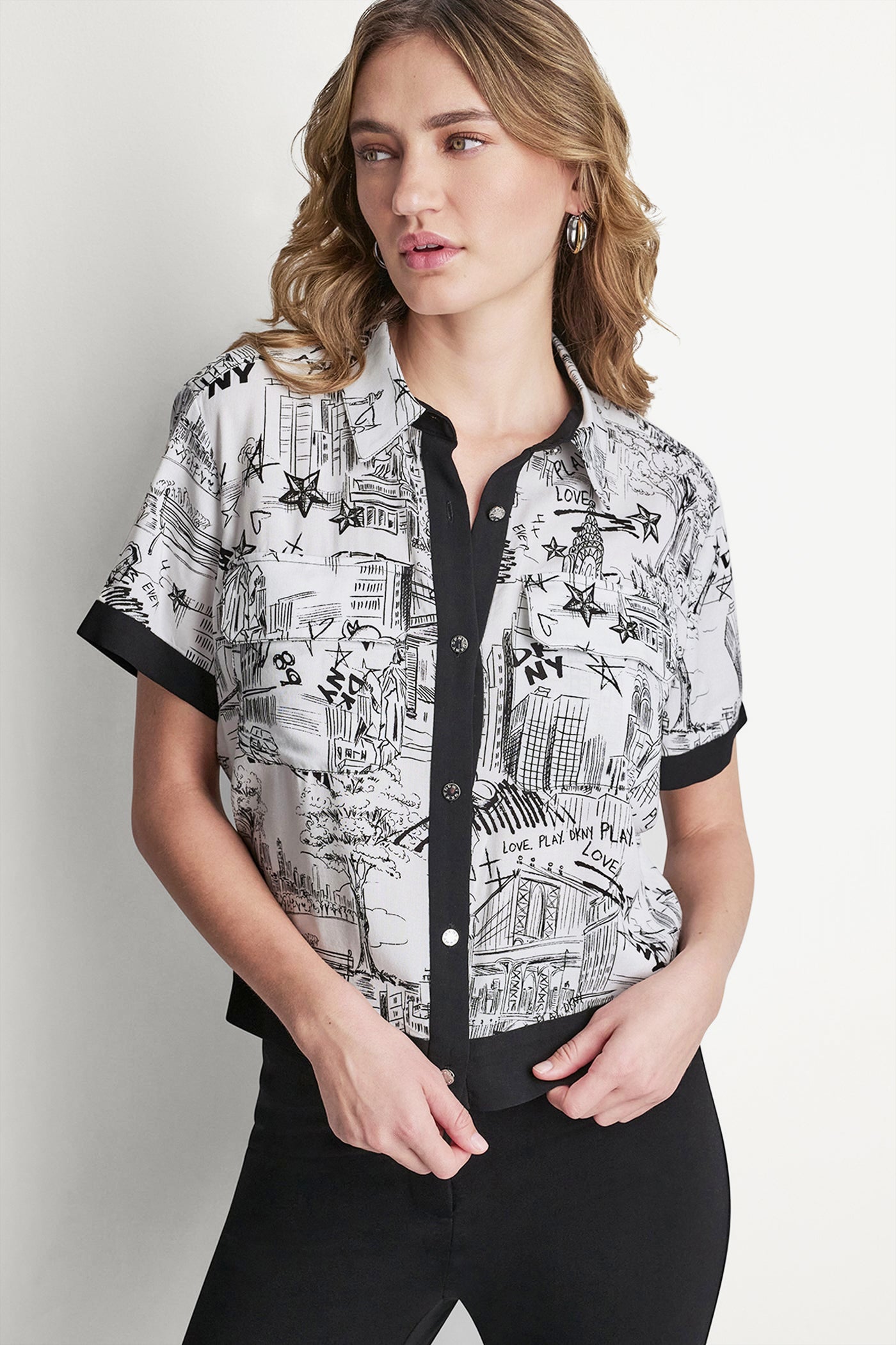 PRINTED CAMP SHIRT - NY Toile White - 1