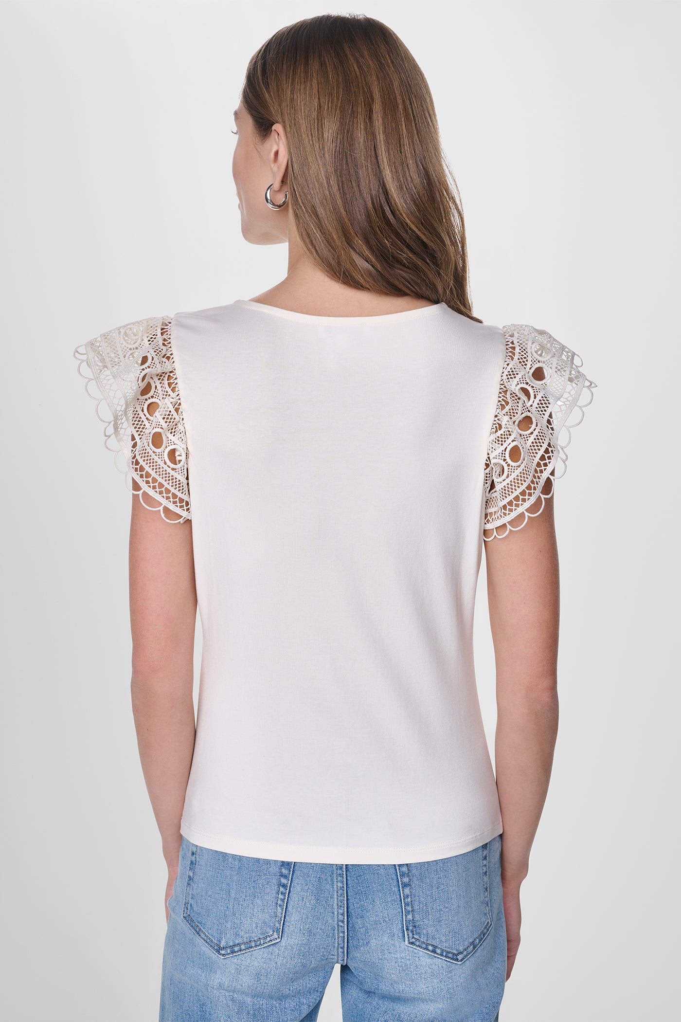 FLUTTER SLEEVE V-NECK TOP - Coconut - 3