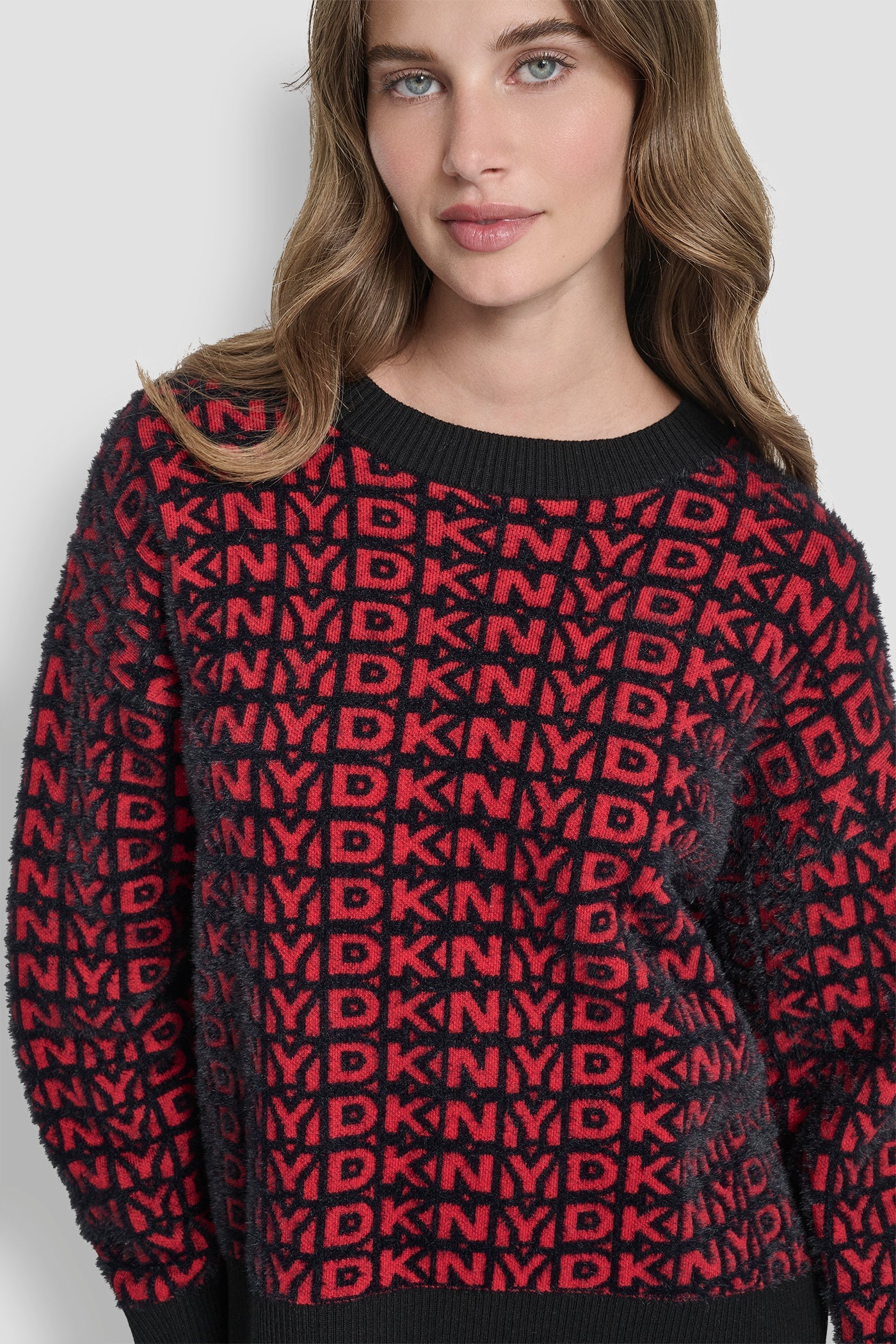 FUR ALL OVER LOGO SWEATER - BLACK/CITY CRIMSON - 5
