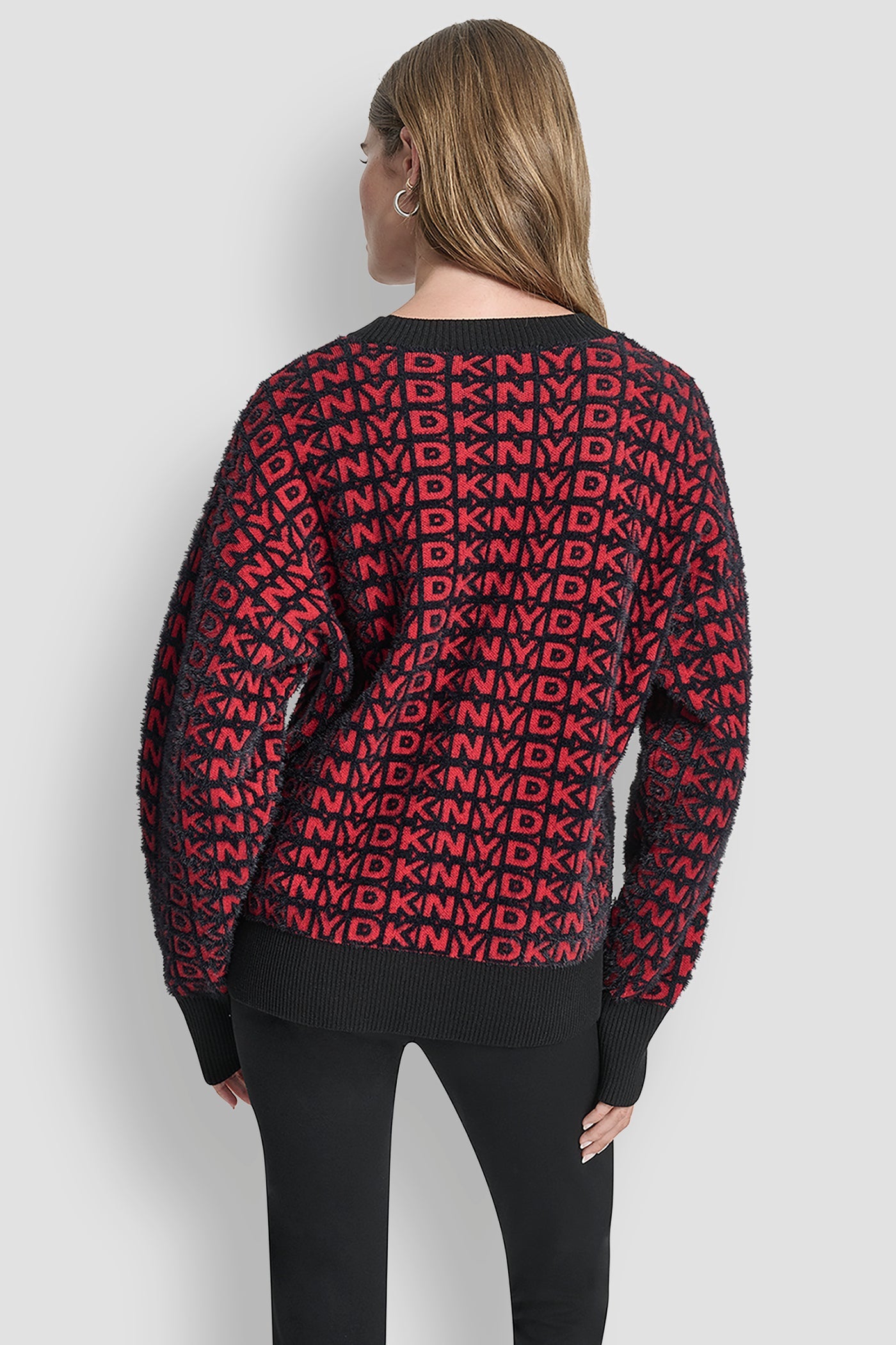 FUR ALL OVER LOGO SWEATER - BLACK/CITY CRIMSON - 3