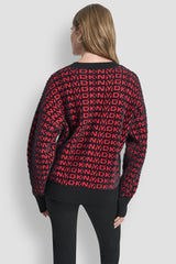 FUR ALL OVER LOGO SWEATER - BLACK/CITY CRIMSON - 3