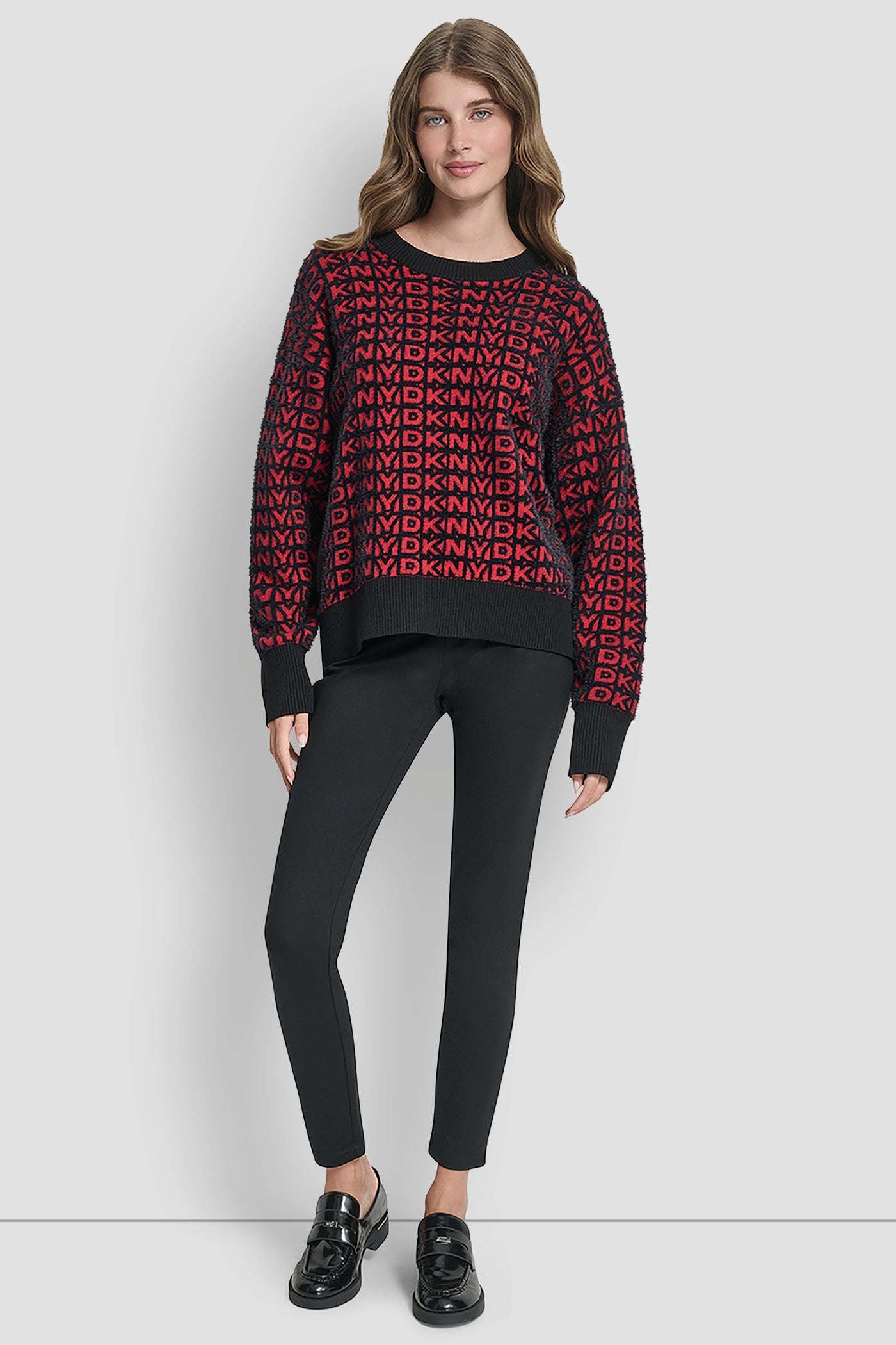 FUR ALL OVER LOGO SWEATER - BLACK/CITY CRIMSON - 2