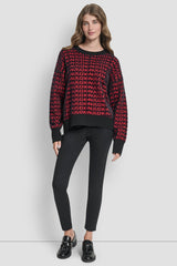 FUR ALL OVER LOGO SWEATER - BLACK/CITY CRIMSON - 2