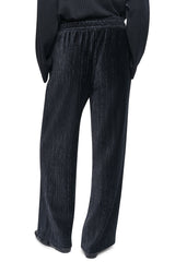 METALLIC VELVET PULL ON SWEATER PANT - Black - 3
