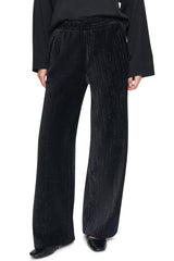 METALLIC VELVET PULL ON SWEATER PANT - Black - 2