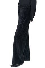 METALLIC VELVET PULL ON SWEATER PANT - Black - 4