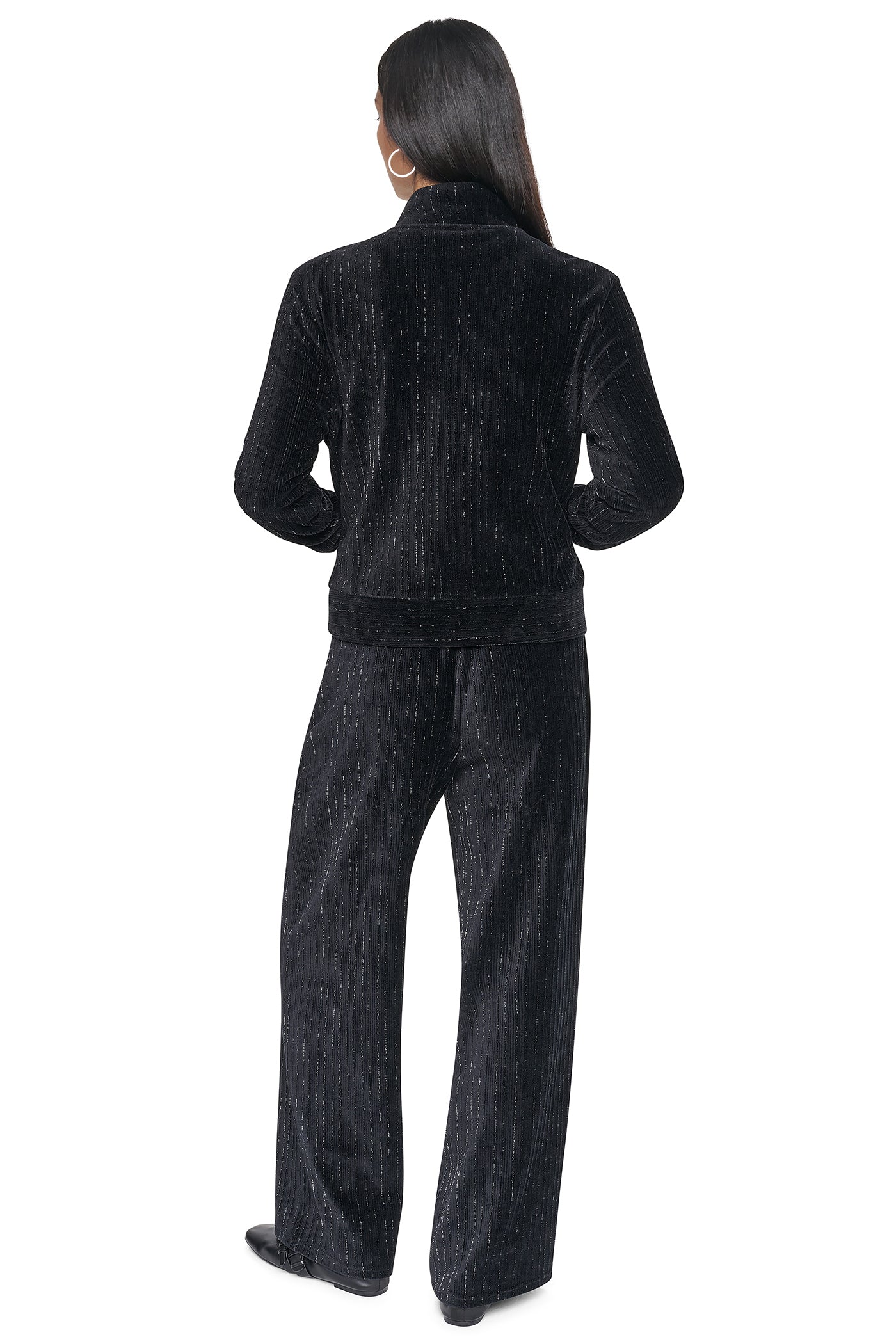 METALLIC VELVET PULL ON SWEATER PANT - Black - 6