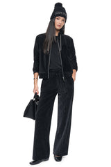 METALLIC VELVET PULL ON SWEATER PANT - Black - 1