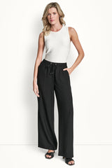 SEAMED WIDE LEG PULL-ON PANT - Black - 2