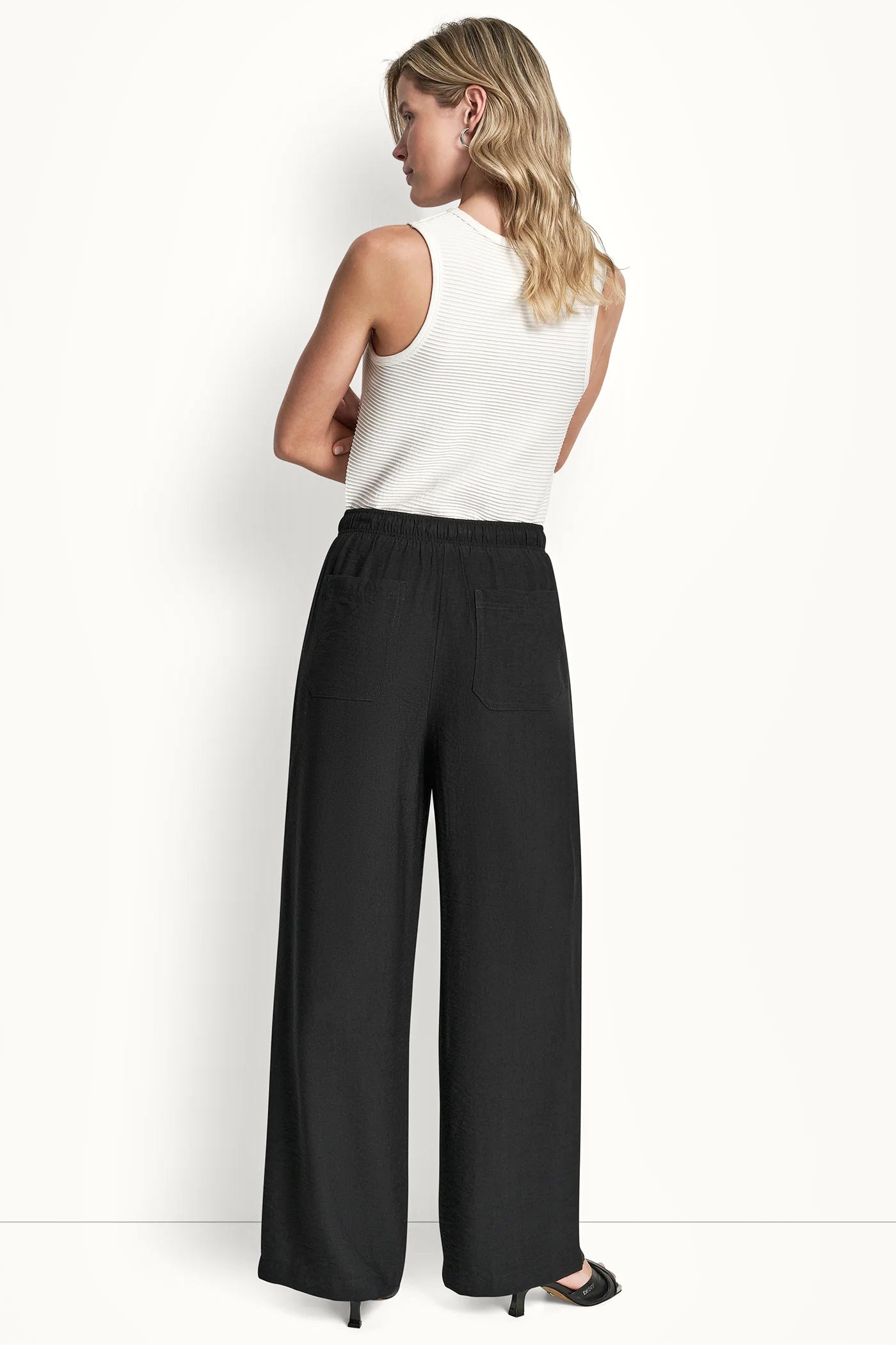 SEAMED WIDE LEG PULL-ON PANT - Black - 3