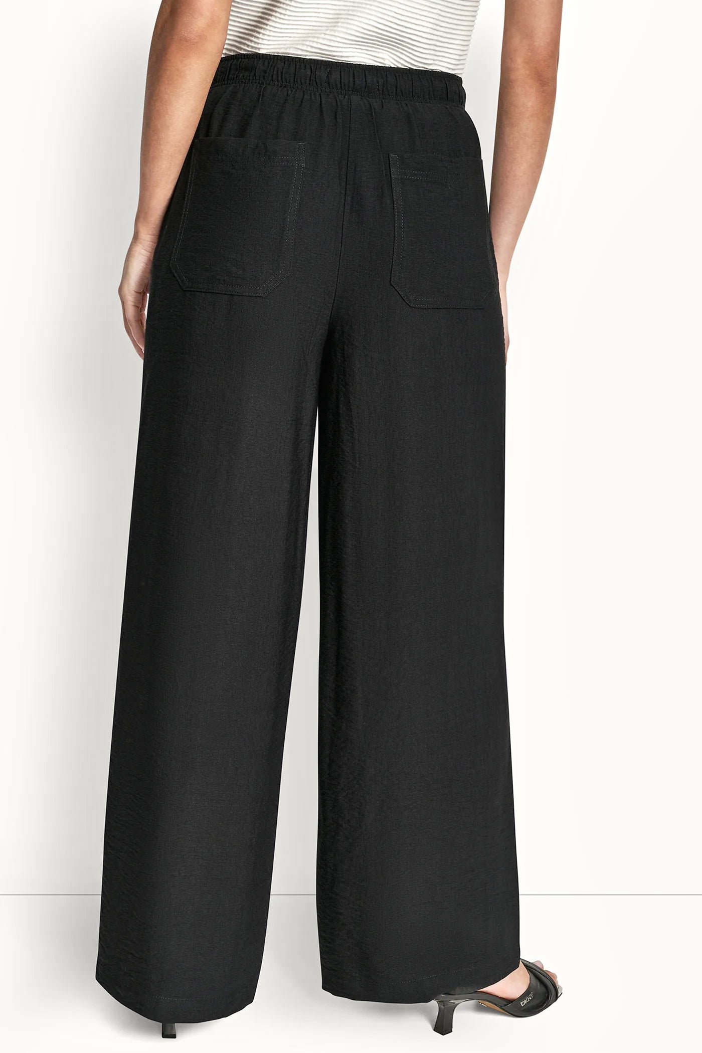 SEAMED WIDE LEG PULL-ON PANT - Black - 4