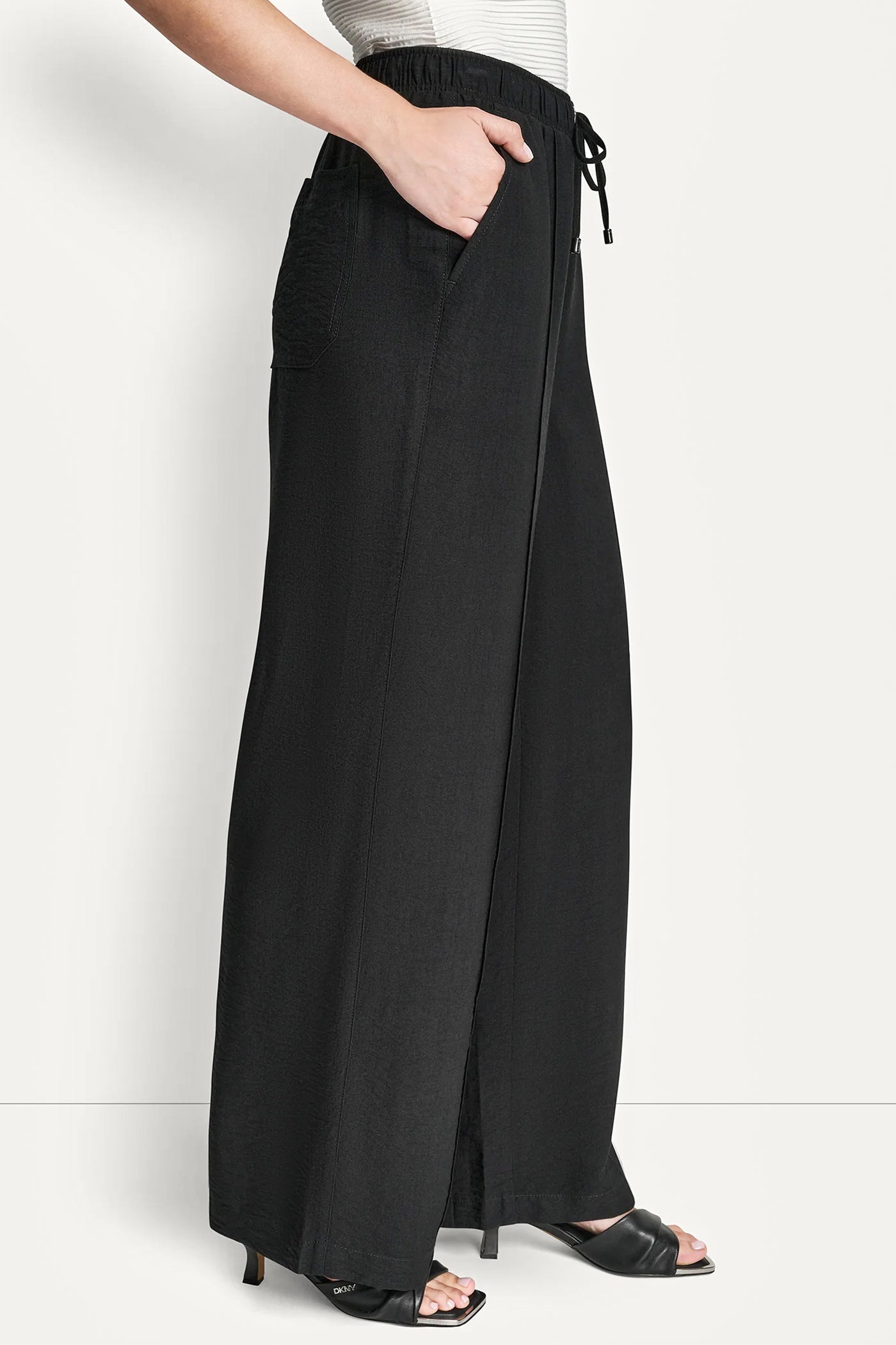 SEAMED WIDE LEG PULL-ON PANT - Black - 5