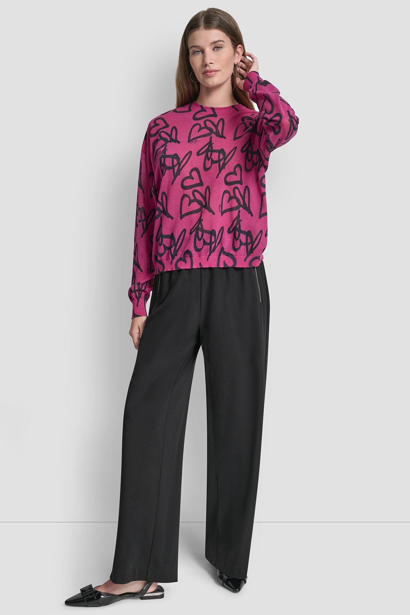 GRAFFITI HEART SWEATER - Hot Pink Graffiti Heart - 5