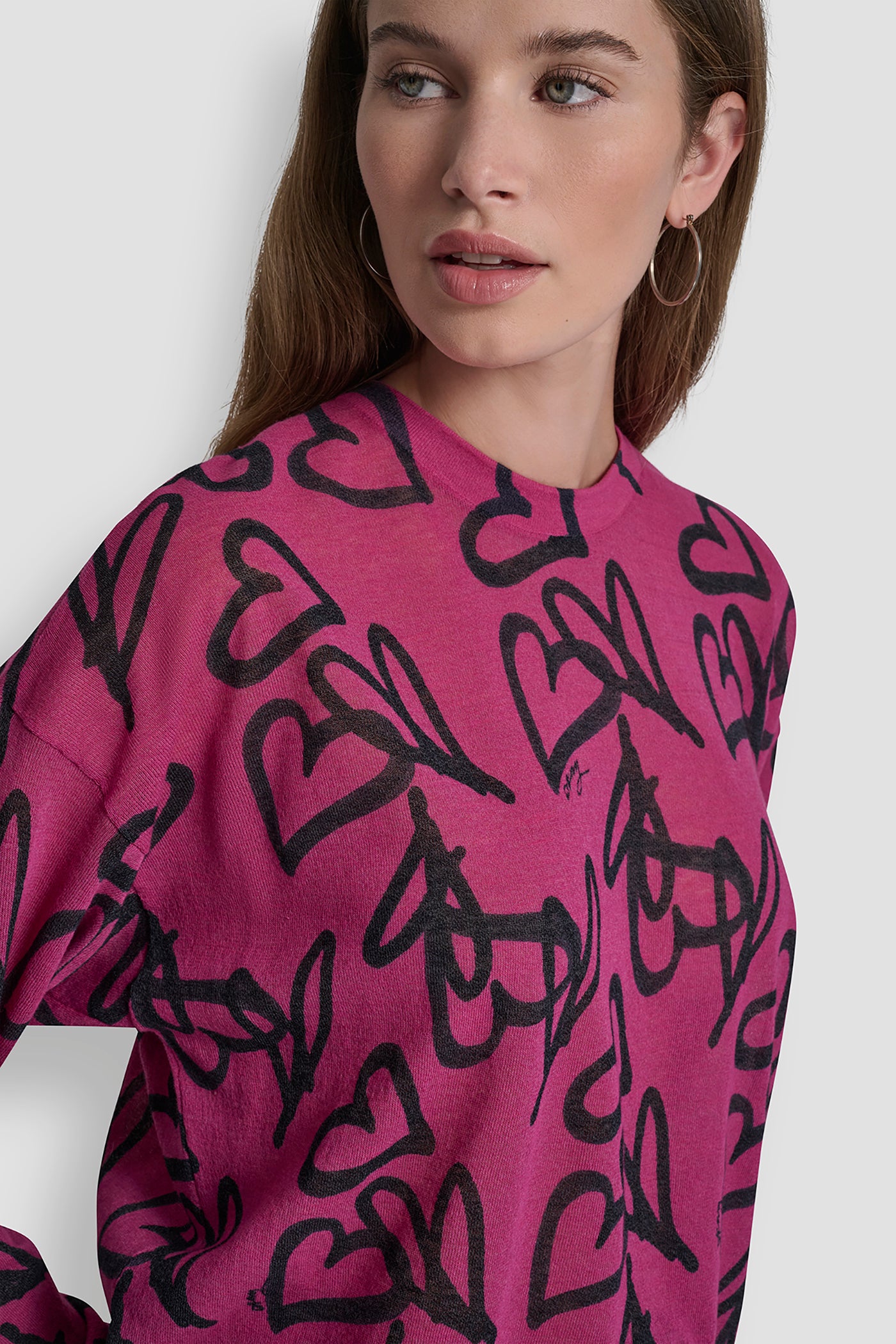 GRAFFITI HEART SWEATER - Hot Pink Graffiti Heart - 6