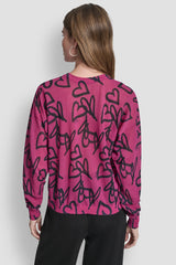 GRAFFITI HEART SWEATER - Hot Pink Graffiti Heart - 3