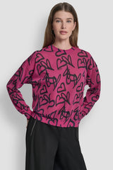 GRAFFITI HEART SWEATER - Hot Pink Graffiti Heart - 2