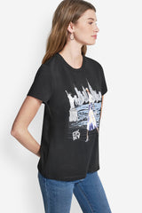 STATUE OF LIBERTY CONVERSATIONAL T-SHIRT - Black - 4