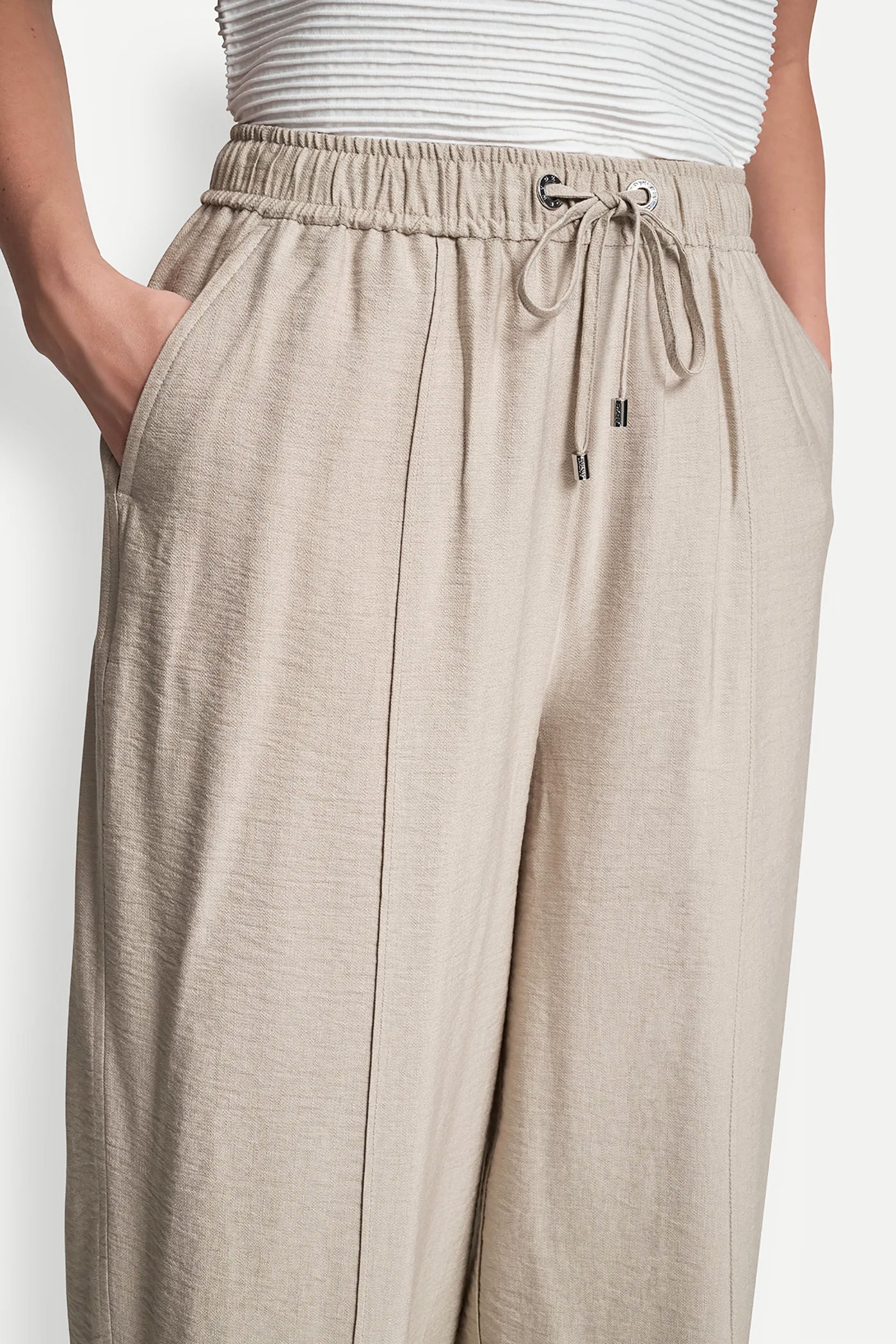 SEAMED WIDE LEG PULL-ON PANT - Pebble - 6