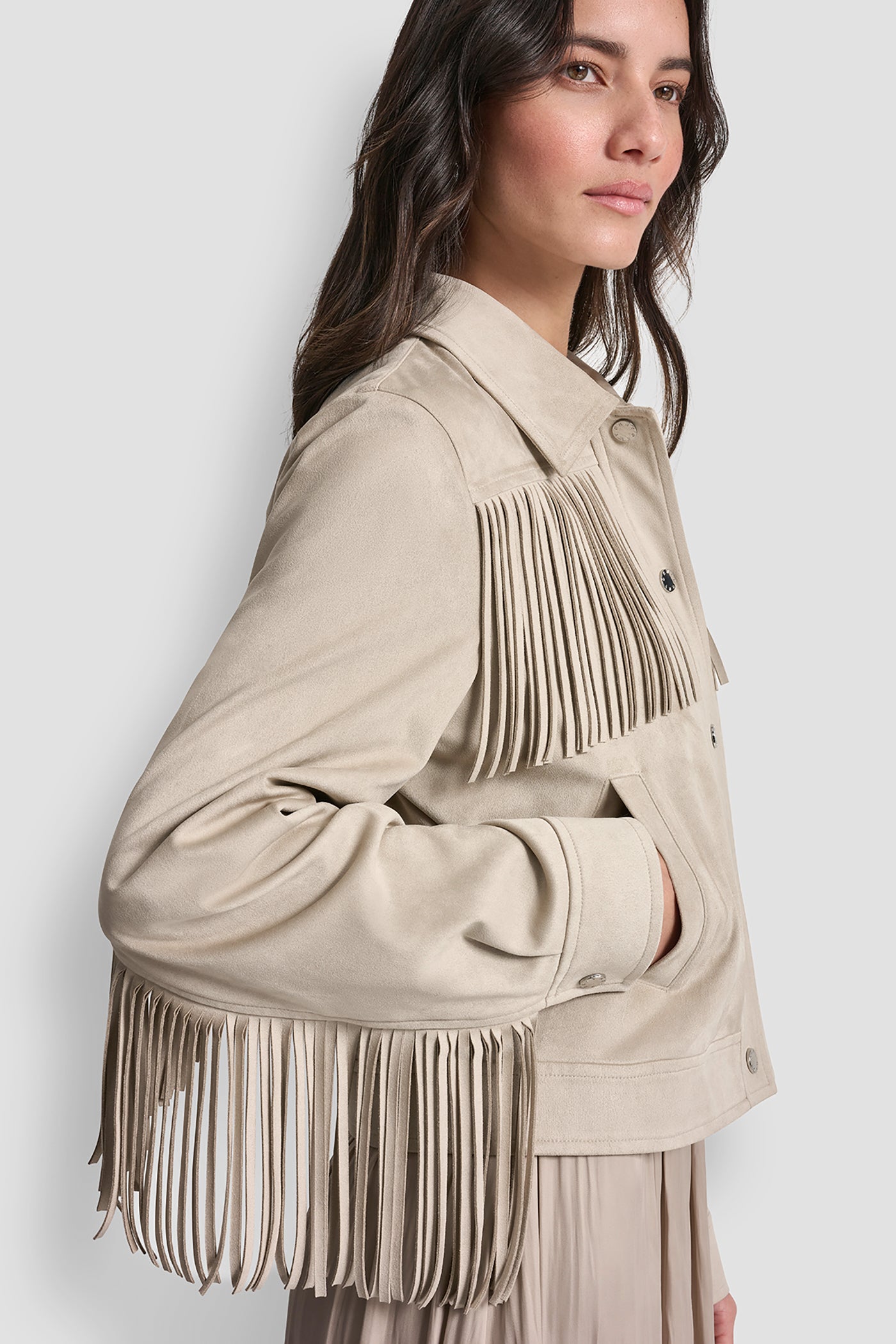 FRINGE JACKET - Pebble - 5