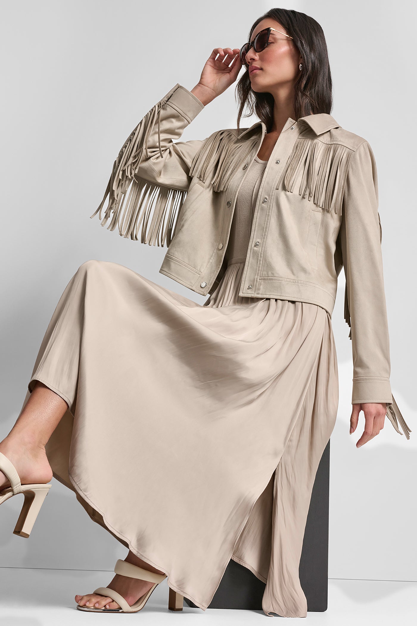 FRINGE JACKET - Pebble - 7
