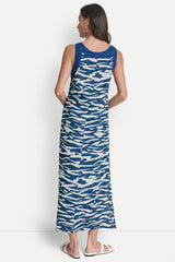 LINEN PRINTED MIDI DRESS - Tidal Break/Admiral - 3