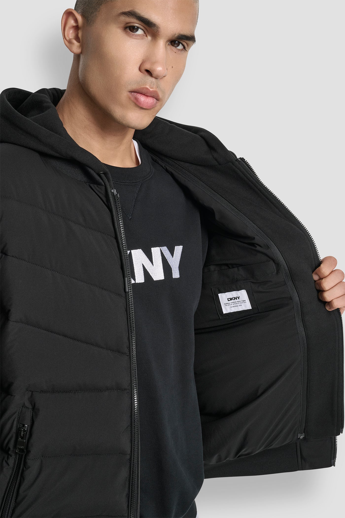 STRETCH BOMBER JACKET - Black - 10