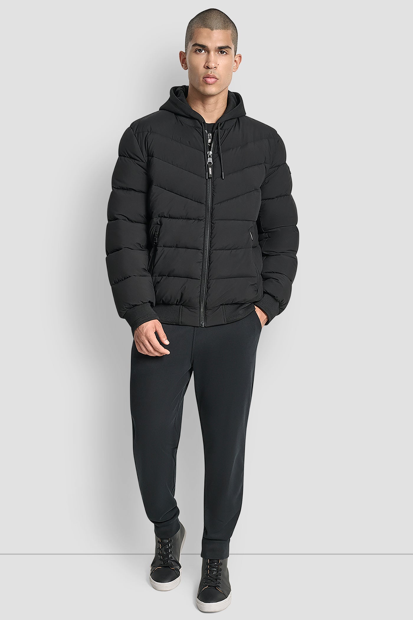 STRETCH BOMBER JACKET - Black - 2