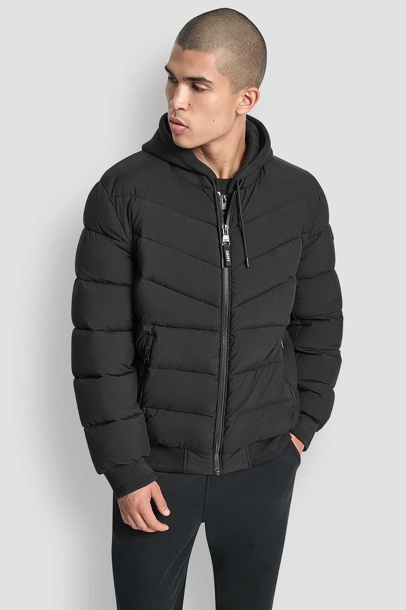 STRETCH BOMBER JACKET - Black - 6