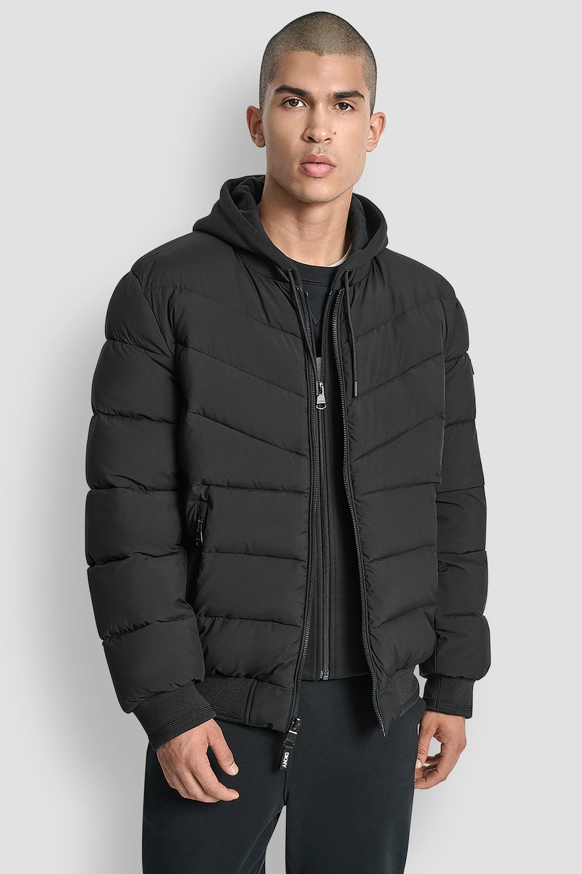 STRETCH BOMBER JACKET - Black - 1
