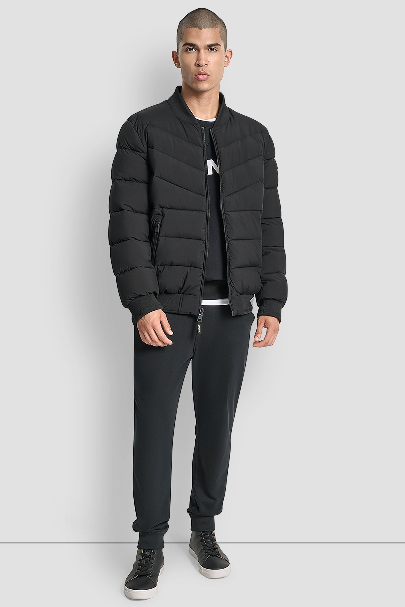 STRETCH BOMBER JACKET - Black - 12