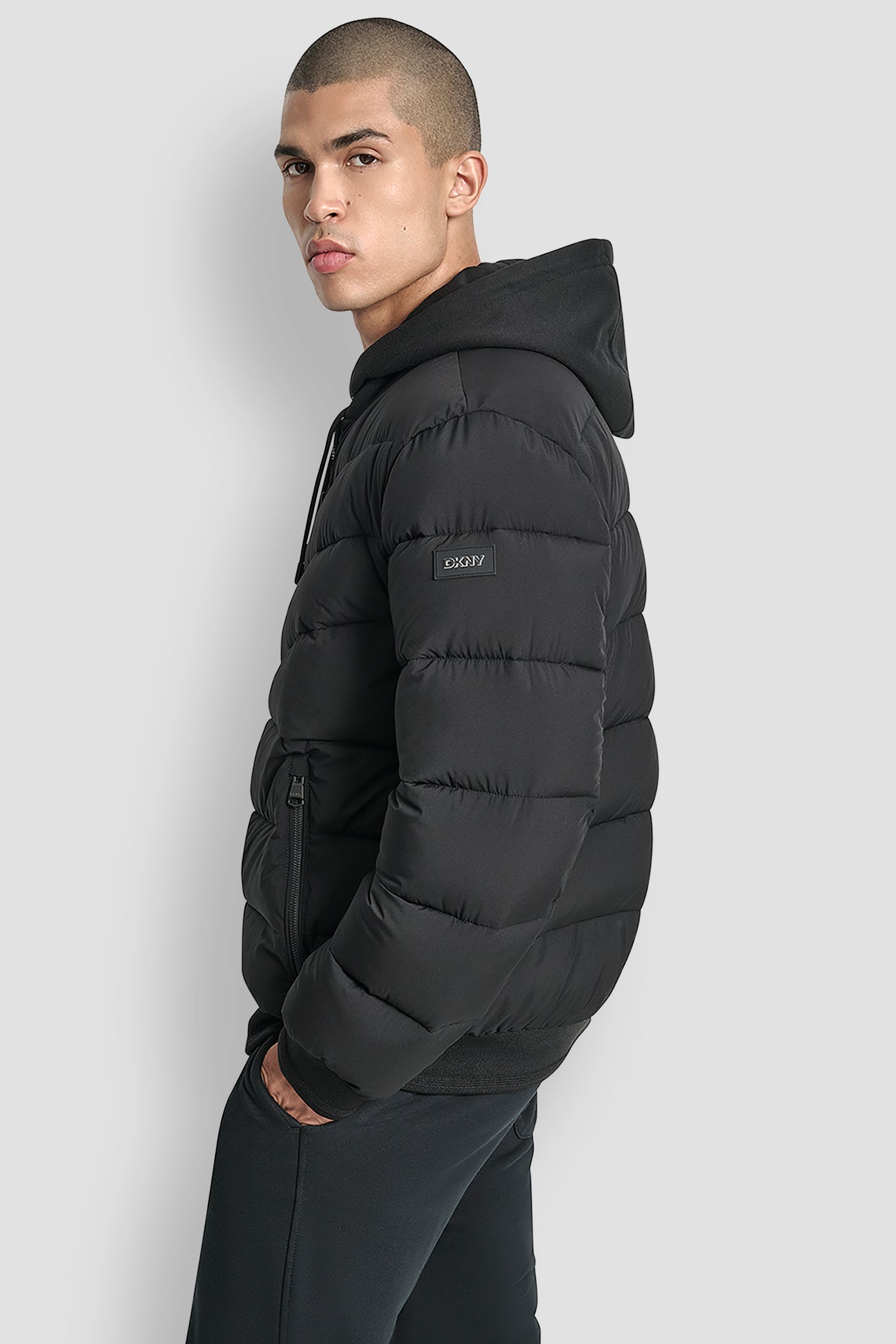 STRETCH BOMBER JACKET - Black - 4