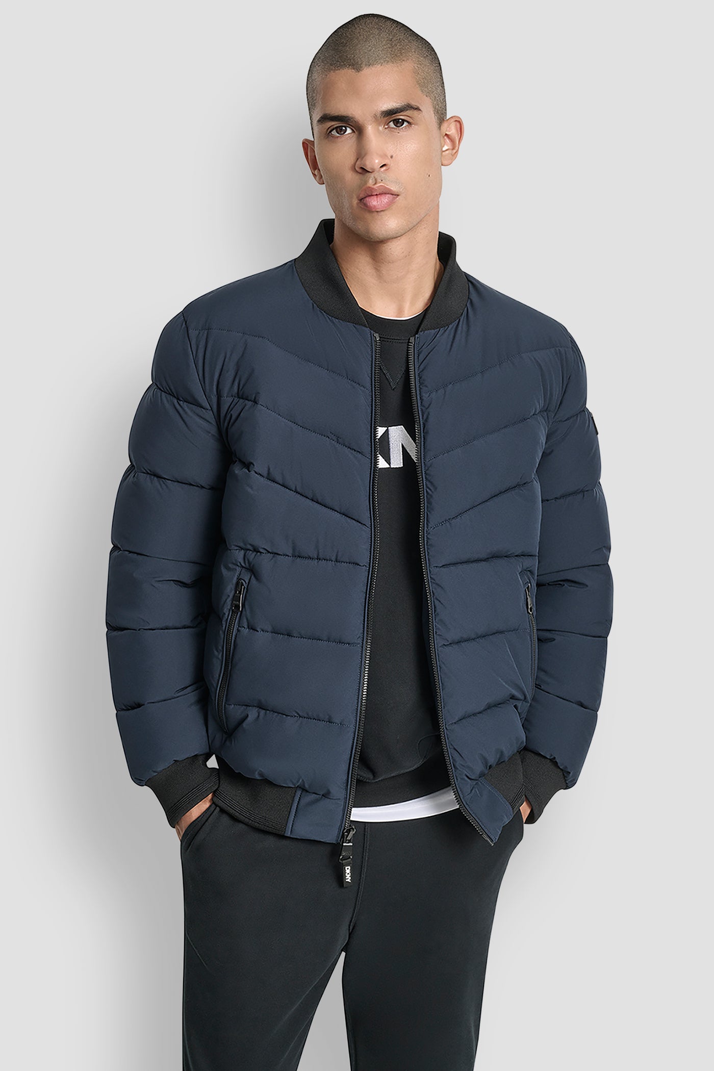 STRETCH BOMBER JACKET - NAVY - 4
