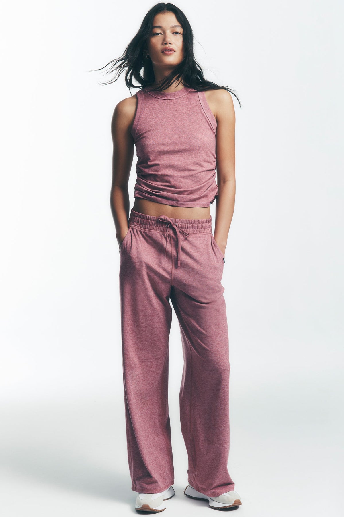 MID-RISE SPACEDYE WIDE LEG PANT - Mesa Rose Spacedye - 1