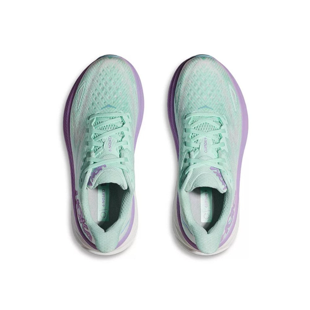 Hoka Clifton 9 Running Shoe - Women's - Evening Sky/Coral/Frost/Rose Gold/Sunlit Ocean/Lilac Mist/Gull/Sea Ice/Oak/Alabaster 