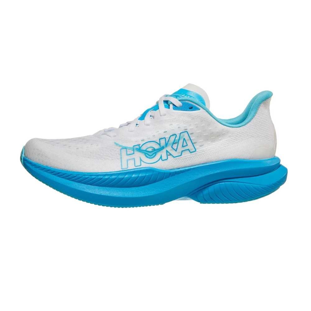 Hoka Mach 6 Running Shoe ¨C Men's - Black/White/Clear Sea/Sea Water/Frost/Starlight Glow/White/Nimbus Cloud/White/Skyward Blu